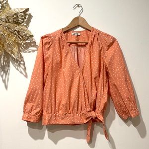 Madewell Wrap Top in Orange Star Scatter